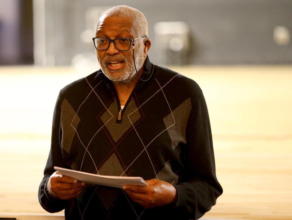 Marvin Curtis, president of the South Bend Symphony Orchestra, meets with high school music instructors Friday, March 15, 2024, at the Morris Performing Arts Center, where the inaugural South Bend High School Music Festival will take place April 15, featuring music ensembles from the four high schools in South Bend.