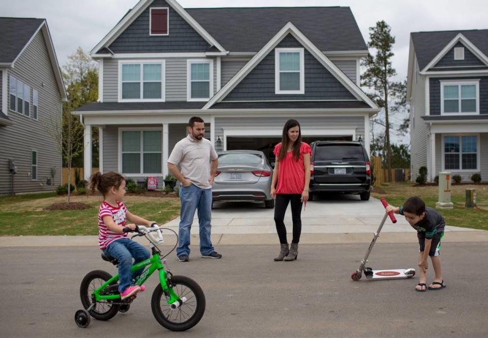 From left, Jayne, Dan, Brennin, 7, and Zoey Therrien, 2, are pictured at their home in Fuquay-Varina in 2016.