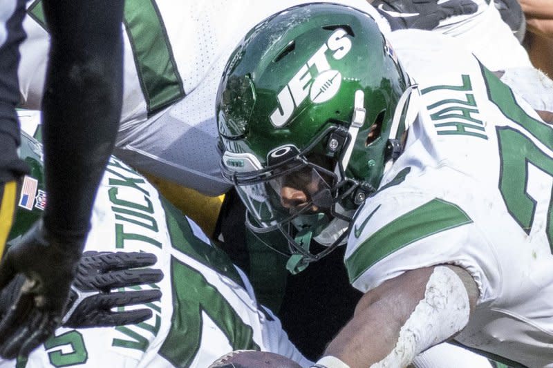 New York Jets running back Breece Hall could struggle to produce in Week 13. File Photo by Archie Carpenter/UPI