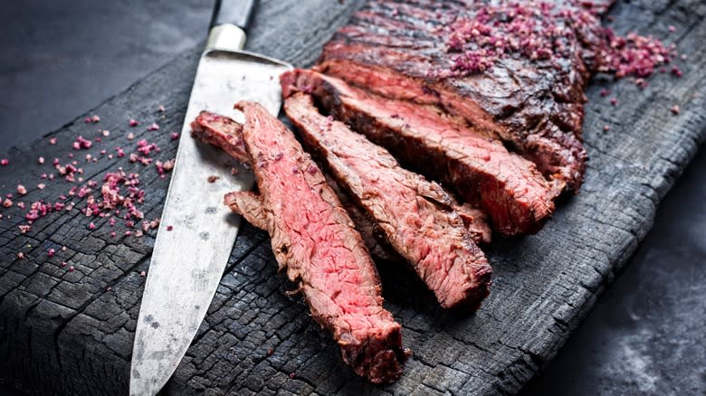 Sliced bavette steak