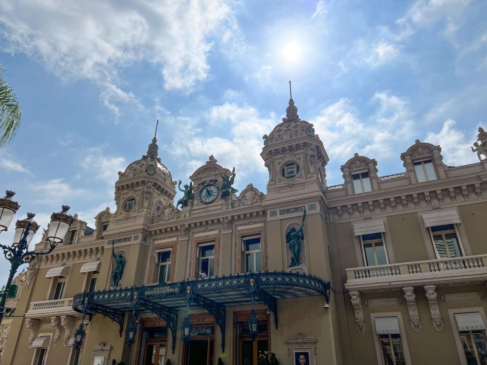 The ornate exterior and entrance to the Casino Monte Carlo in Monaco.