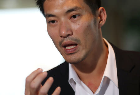 Thanathorn Juangroongruangkit, founder of Thailand's Future Forward Party speaks during an interview at the Reuters office in Bangkok, Thailand March 19, 2018. Picture taken March 19, 2018. REUTERS/Soe Zeya Tun