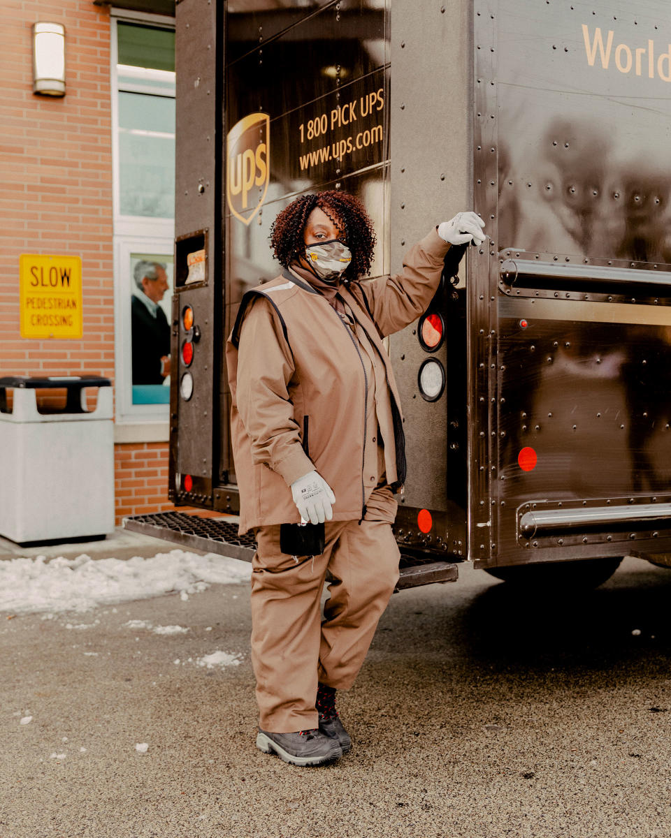 “I never thought I’d be part of a historic project like this,” says UPS driver Regina Vaughan after delivering her first box of COVID-19 vaccines to a Chicago-area Walgreens on Jan. 6<span class="copyright">Evan Jenkins for TIME</span>