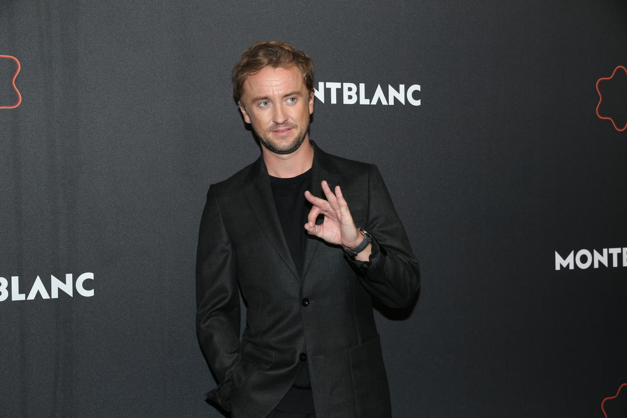 BERLIN, GERMANY - SEPTEMBER 15:  Tom Felton during the Montblanc UltraBlack launch event at Feuerle Collection on September 15, 2021 in Berlin, Germany. (Photo by Gisela Schober/Getty Images for Montblanc)