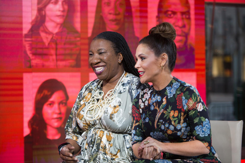 Closeup of Tarana Burke and Alyssa Milano