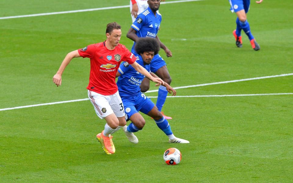 Hamza Choudhury of Leicester City with Nemanja Matic of Manchester United  - Getty Images