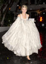 The <em>Dancing With the Stars</em> alum looked like Cinderella — who had just lost her glass slipper — as she dodged raindrops while running to her car following a party at the Chateau Marmont in West Hollywood. (Photo: SPW/Splash News)<br><br>