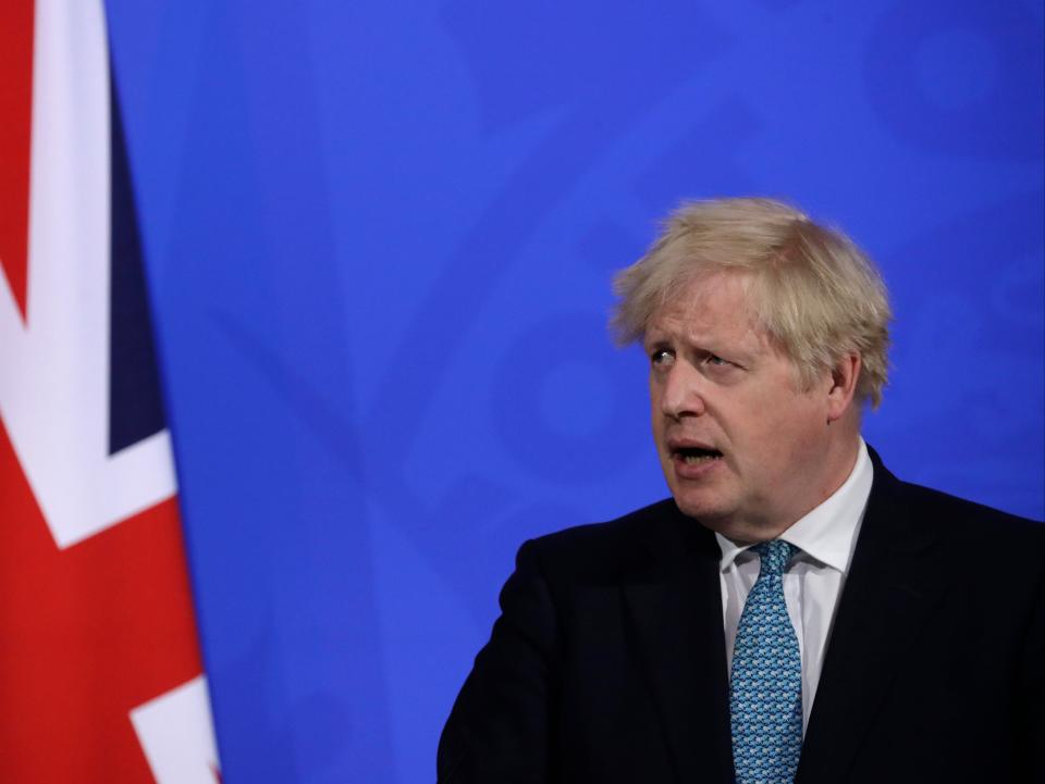 Boris Johnson warned of the risks posed by the Indian Covid-19 variant at a Downing Street briefing on Friday (Getty Images)