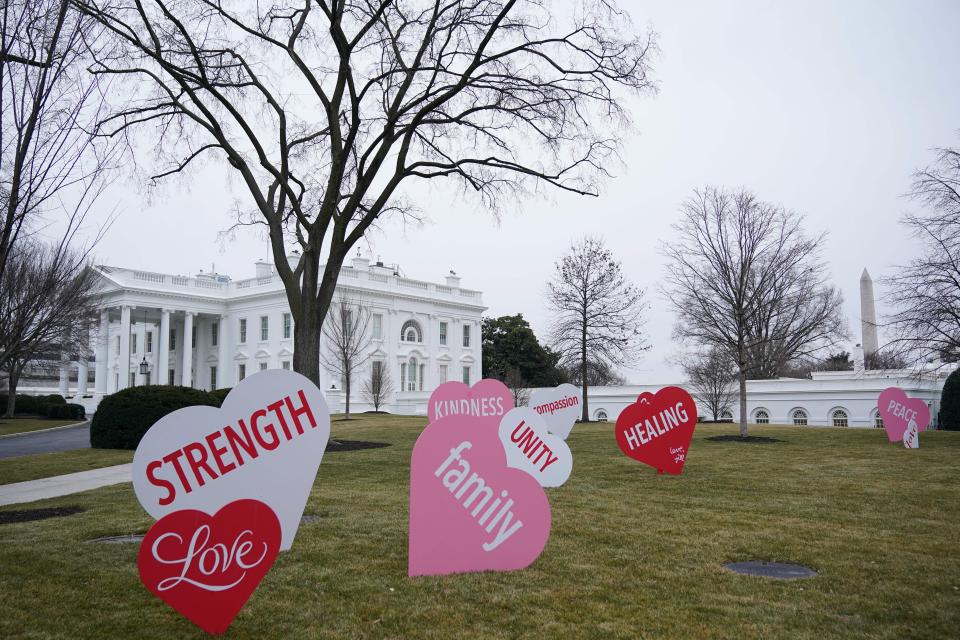 Jill Biden&rsquo;s Valentine to Americans was installed overnight as a surprise. (Photo: MANDEL NGAN via Getty Images)