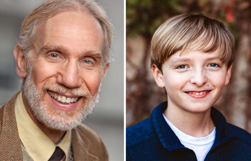 Jonathan Fluck and Caleb Crosby star as Ebenezer Scrooge and Tiny Tim in "A Christmas Carol: The Musical" at the Roxy Regional Theatre, Nov. 28-Dec. 21.