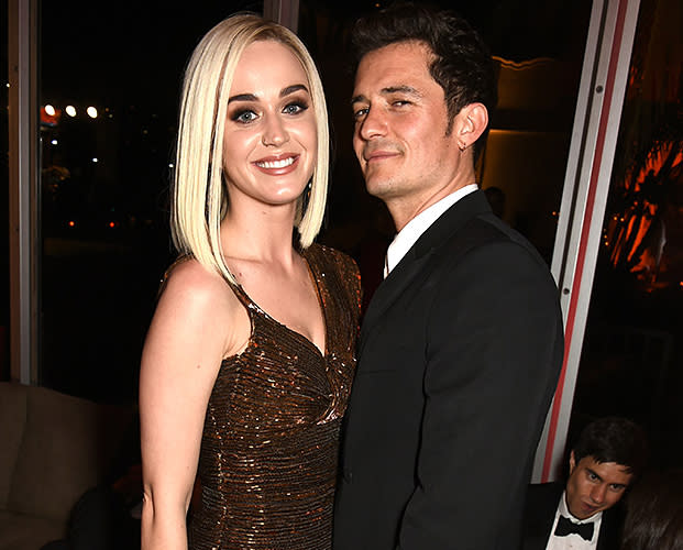 Katy Perry and Orlando Bloom hit up the Vanity Fair Oscars Party together on Sunday night. (Photo: Dave M. Benett/VF17/WireImage)