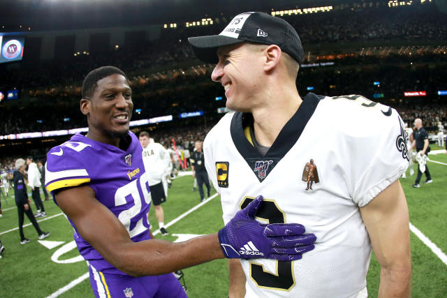 Drew Brees #9 of the New Orleans Saints looks on during a game