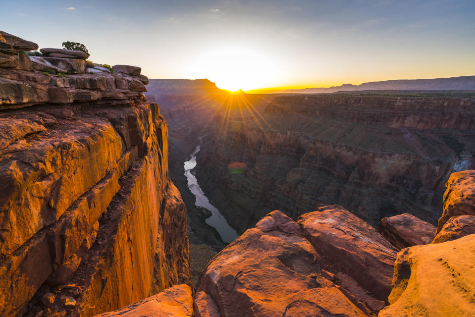 A scenic view of Toroweap Overlook at sunrise at the Grand Canyon National Park in Arizona. An Australian man has died after drowning in the Colorado River.