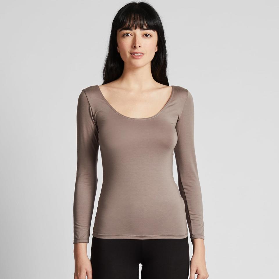 Heattech Ballet Neck Long Sleeve T-Shirt 