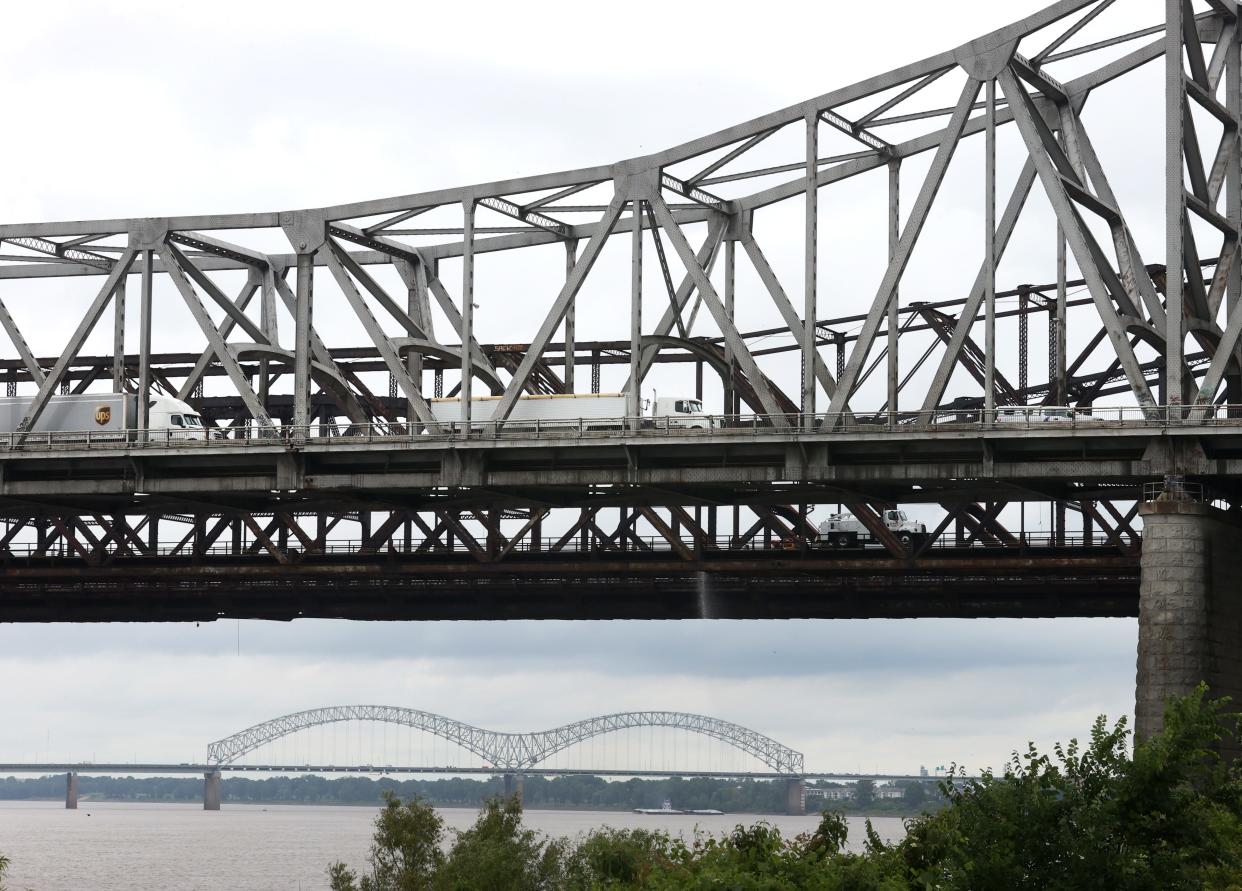 The Tennessee Department of Transportation has shared updated plans for a new Interstate 55 bridge connecting Memphis to Arkansas. The current bridge, pictured, dates back to 1949.