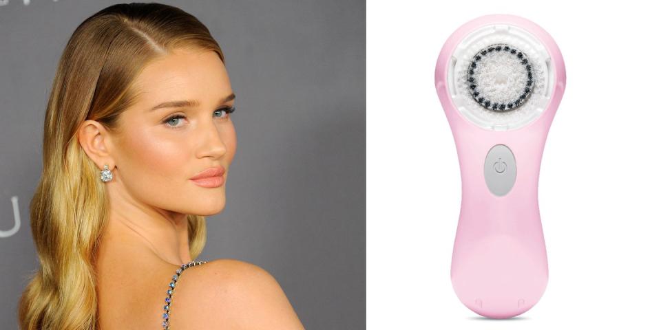 <p>Rosie Huntington-Whitely often takes to Instagram and Snapchat to give followers a glimpse into her beauty routine. But one product she goes back to again and again, is the Clarisonic. </p><p>"One of my favourite things to do-especially when I come back from work or from a night out-is to use the Clarisonic Brush. It’s great for really, really cleaning the skin of any makeup, impurities, or any dirt that has built up throughout the day." Rosie told <a href="http://www.byrdie.co.uk/rosie-huntington-whiteley-beauty-routine/slide6" rel="nofollow noopener" target="_blank" data-ylk="slk:Byrdie;elm:context_link;itc:0;sec:content-canvas" class="link ">Byrdie</a>. </p><p><em>Clarisonic Mia 2, £120</em></p><p><a class="link " href="https://www.feelunique.com/p/Clarisonic-Mia-2-Sonic-Skin-Cleansing-System-Pink" rel="nofollow noopener" target="_blank" data-ylk="slk:buy now;elm:context_link;itc:0;sec:content-canvas">buy now</a><br></p>