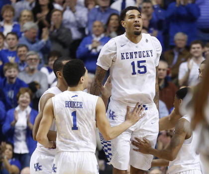 Willie Cauley-Stein (15) celebrates during Kentucky's win over North Carolina. (USAT)