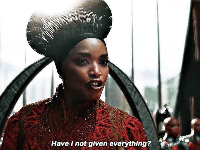 Angela Bassett saying "Have I not given everything?" as she stands in the throne room in "Black Panther: Wakanda Forever"