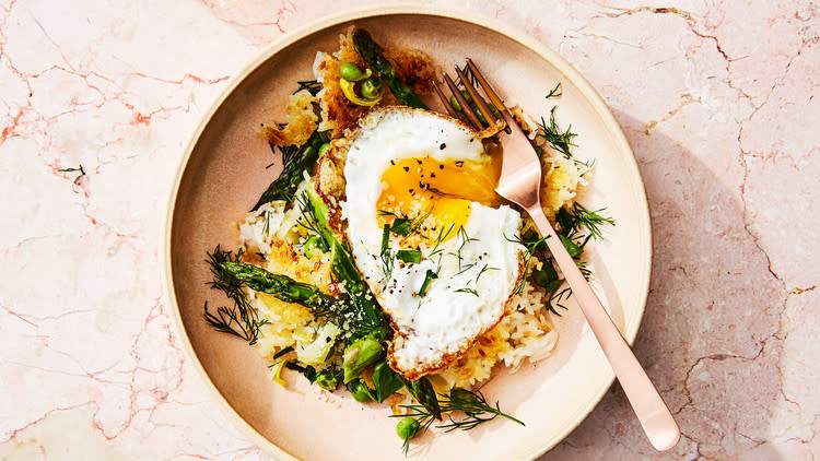 Leek-and-Asparagus Crispy Rice