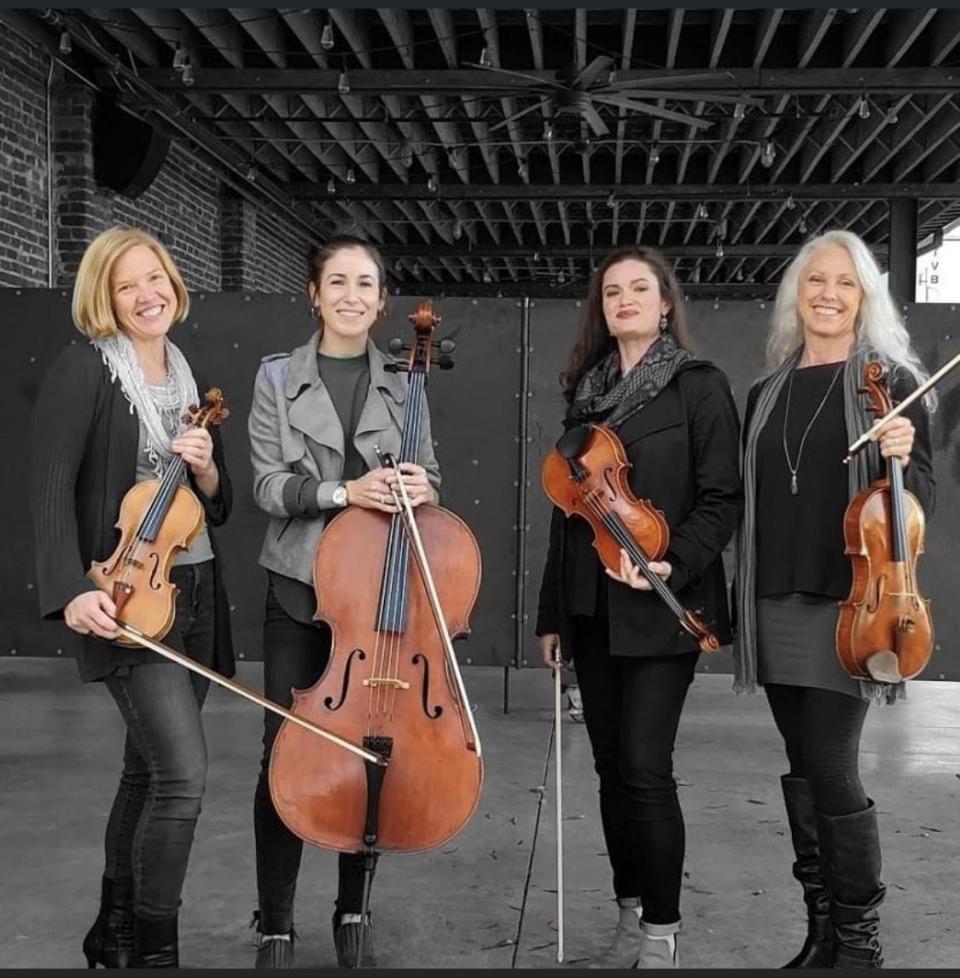 GO! Contemporary Dance Works will team up with popular local string quartet Inner Voices for the dance company’s 20th anniversary celebration entitled “reGENERATION” at the Tennessee Amphitheater on Sept. 29. Shown here are violinist Sarah Barker Ringer, cellist Jeanine Lafitte, violinist Ruth Bacon Edewards and violist Christina Graffeo.