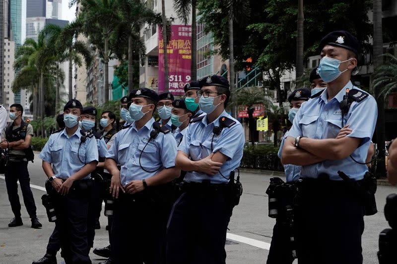 ▲香港警察今( 1 日)於多區戒備。（圖／美聯社／達志影像）