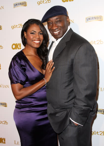 Actress Omarosa Manigault (L) and actor Michael Clarke Duncan attend Ok! Magazine's Pre-GRAMMY Event at Tru Hollywood on February 10, 2012 in Hollywood, California. (Photo by Frederick M. Brown/Getty Images)