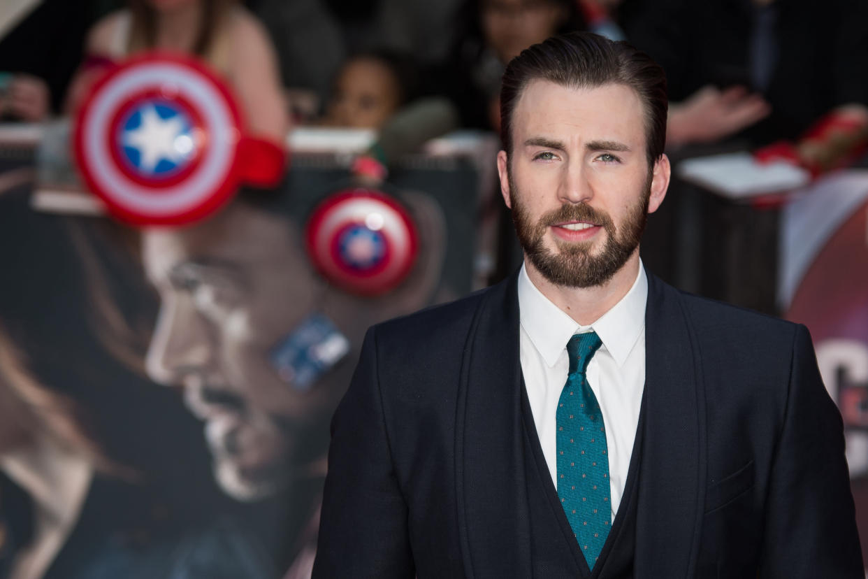 Actor Chris Evans poses for photographers upon arrival at the premiere of the film 'Captain America Civil War' in London, Tuesday, April 26, 2016. (Photo by Vianney Le Caer/Invision/AP)