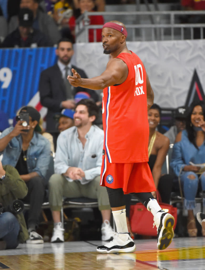 Jamie Foxx plays in the 2018 NBA All-Star Game Celebrity Game in Los Angeles, California. (Photo: Jayne Kamin-Oncea/Getty Images)