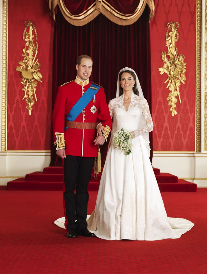 Prinz Williams und Kates Hochzeitsporträt im Thronsaal. Foto: Getty