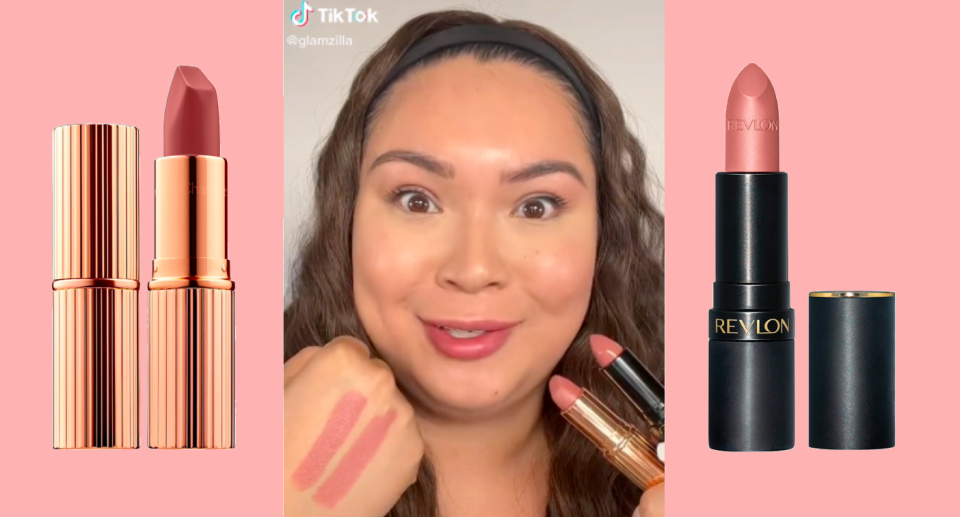 TikTok is losing it over this drugstore dupe for Charlotte Tilbury's pricy Pillowtalk lipstick.