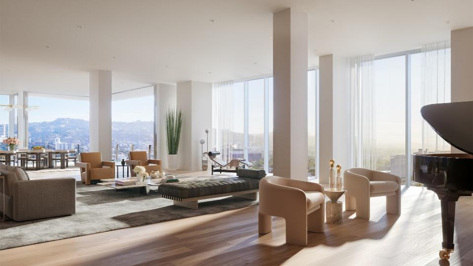 The penthouse layout can be customized to the buyer’s needs. - Credit: Four Seasons Private Residences Los Angeles