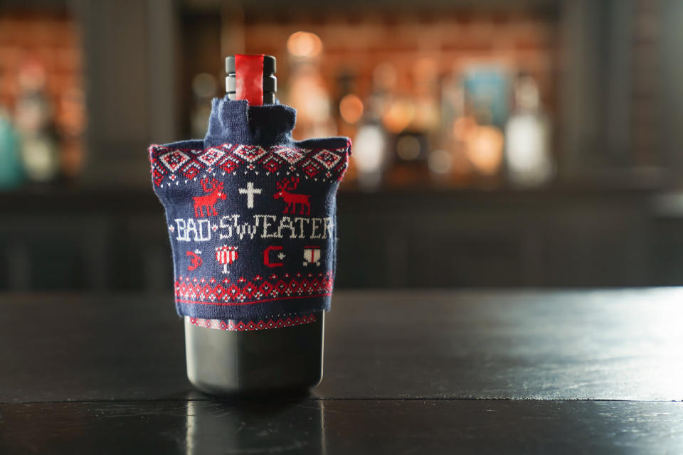 Why should ugly holiday sweaters be limited to sentient beings? This <a href="https://www.savageandcooke.com/spirits/bad-sweater/" target="_blank" rel="noopener noreferrer">4-year-old bourbon</a> is spiked with holiday spices like cinnamon, nutmeg, clove, cacao nibs and vanilla bean, and comes with its own ugly sweater. Drink up!