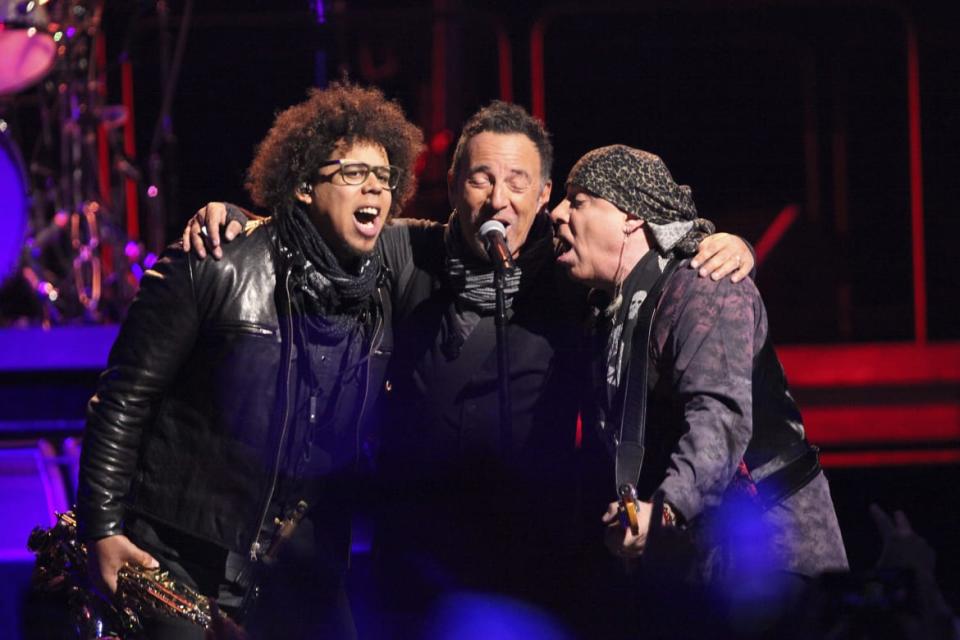 <div class="inline-image__caption"><p>Bruce Springsteen and The E Street Band on stage at the Quicken Loans Arena in Cleveland, Ohio, on February 2, 2016.</p></div> <div class="inline-image__credit">Janet Macoska</div>