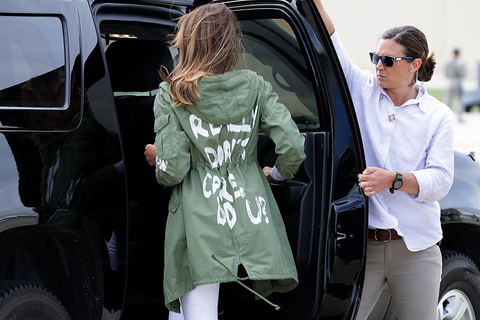Melania Trump departs Andrews Air Force Base in Maryland on June 21. (Photo: Getty Images)