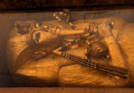 The sarcophagus of boy pharaoh King Tutankhamun is on display in his newly renovated tomb in the Valley of the Kings in Luxor, Egypt January 31, 2019. REUTERS/Mohamed Abd El Ghany