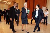 Christine Lagarde, the head of the International Monetary Fund walks to attend the G20 High-level Tax Symposium held in Chengdu in Southwestern China's Sichuan province, Saturday, July 23, 2016. REUTERS/Ng Han Guan/Pool