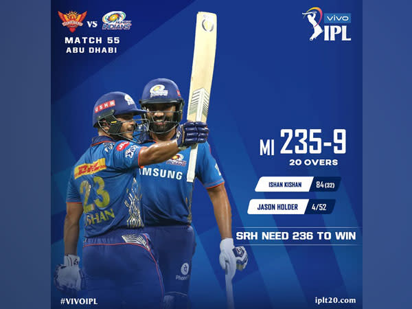 Mumbai Indians scored 235/9 in 20 overs (Image: IPL Twitter)