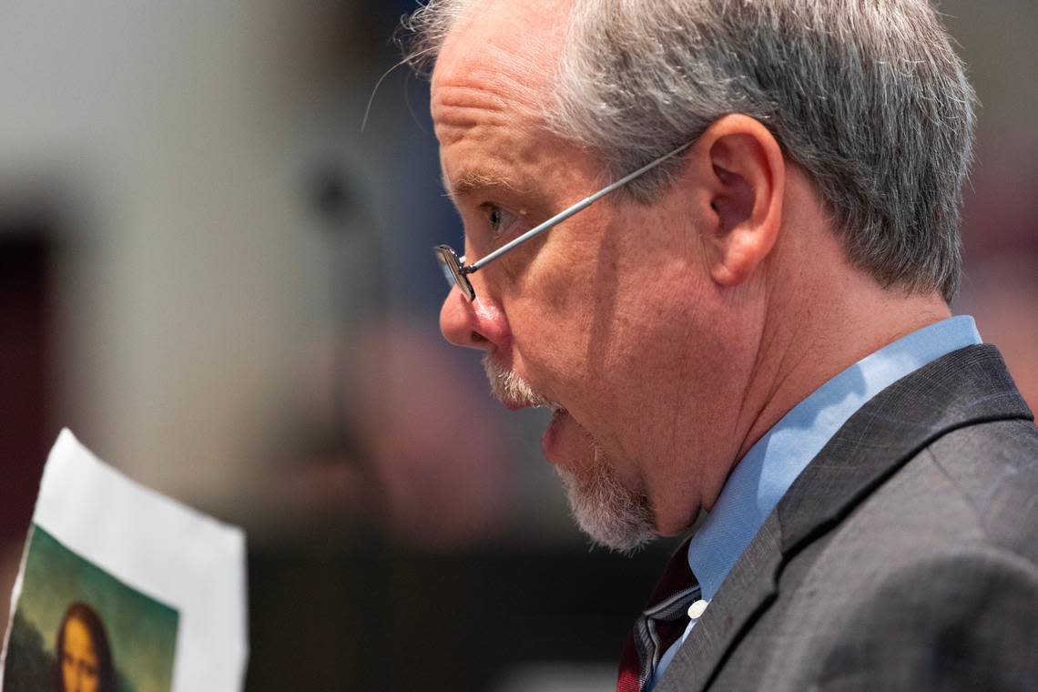 Prosecutor Creighton Waters makes closing arguments in Alex Murdaugh’s trial for murder at the Colleton County Courthouse on Wednesday, March 1, 2023. Joshua Boucher/The State/Pool