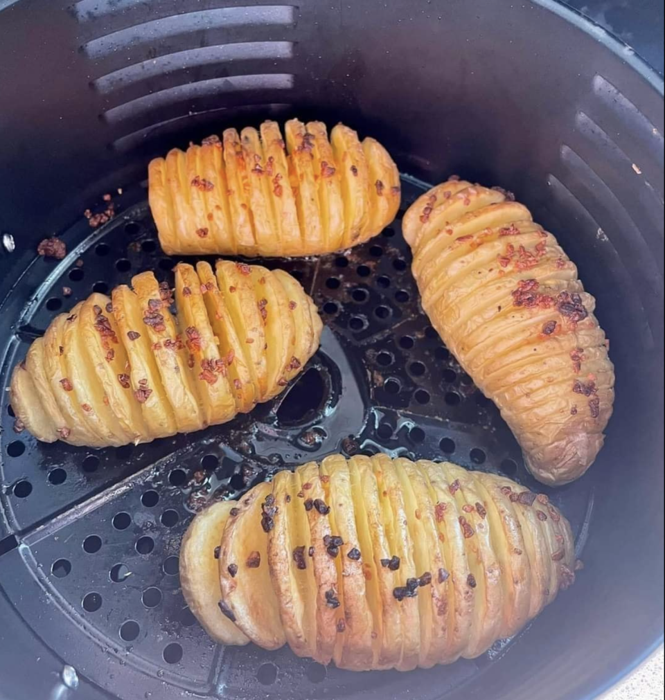 Hasselback air fried potatoes in an air fryer