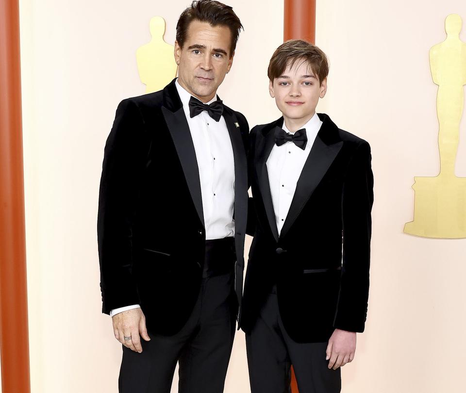 Colin Farrell and Henry Tadeusz Farrell attend the 95th Annual Academy Awards on March 12, 2023 in Hollywood, California.