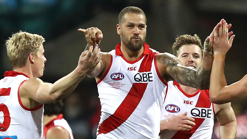 Buddy Franklin starred for the Swans in Alex Johnson’s emotional return to the AFL. Pic: Getty