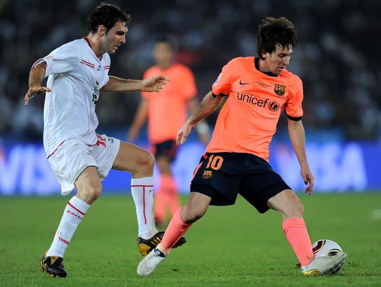 Argentinos, delanteros... rivales por un día: Mauro y Lionel en la final del Mundial de Clubes de 2009, en Emiratos, entre Estudiantes y Barcelona; ganaron los catalanes en el final...