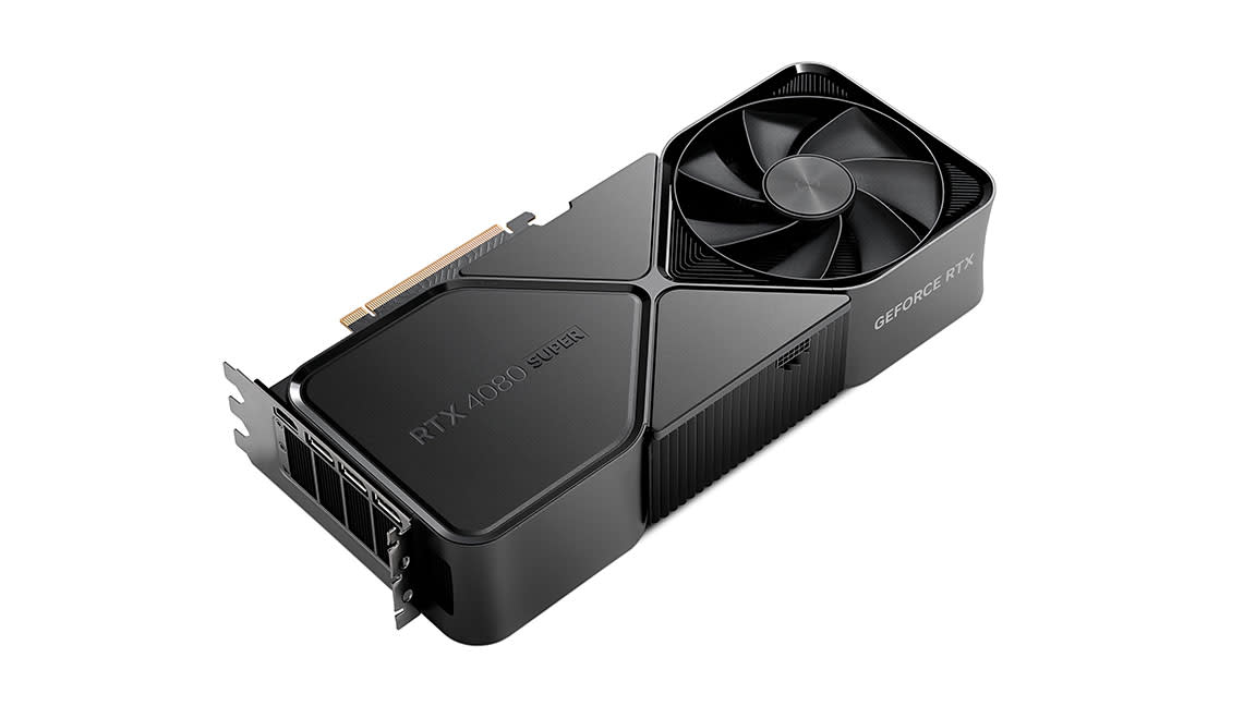  Nvidia RTX 4080 Super; a black GPU. 