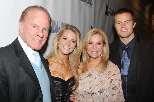 <p>Bruce Glikas/FilmMagic</p> Frank Gifford, Cassidy Gifford, Kathie Lee Gifford and Cody Gifford, 2012