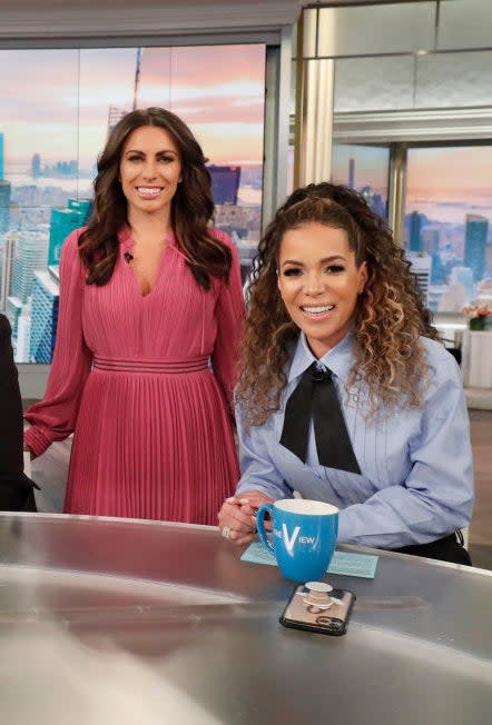 Closeup of Alyssa Farah and Sunny Hostin