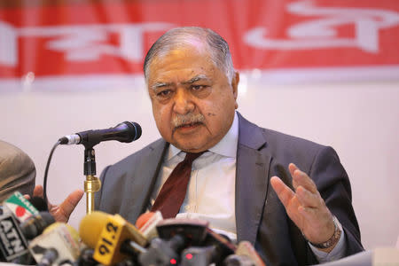 Kamal Hossain, a leader of the Jatiya Oikya Front, an opposition alliance, is pictured during the announcement of their manifesto ahead of the 11th general election, in Dhaka, Bangladesh, December 17, 2018. REUTERS/Mohammad Ponir Hossain