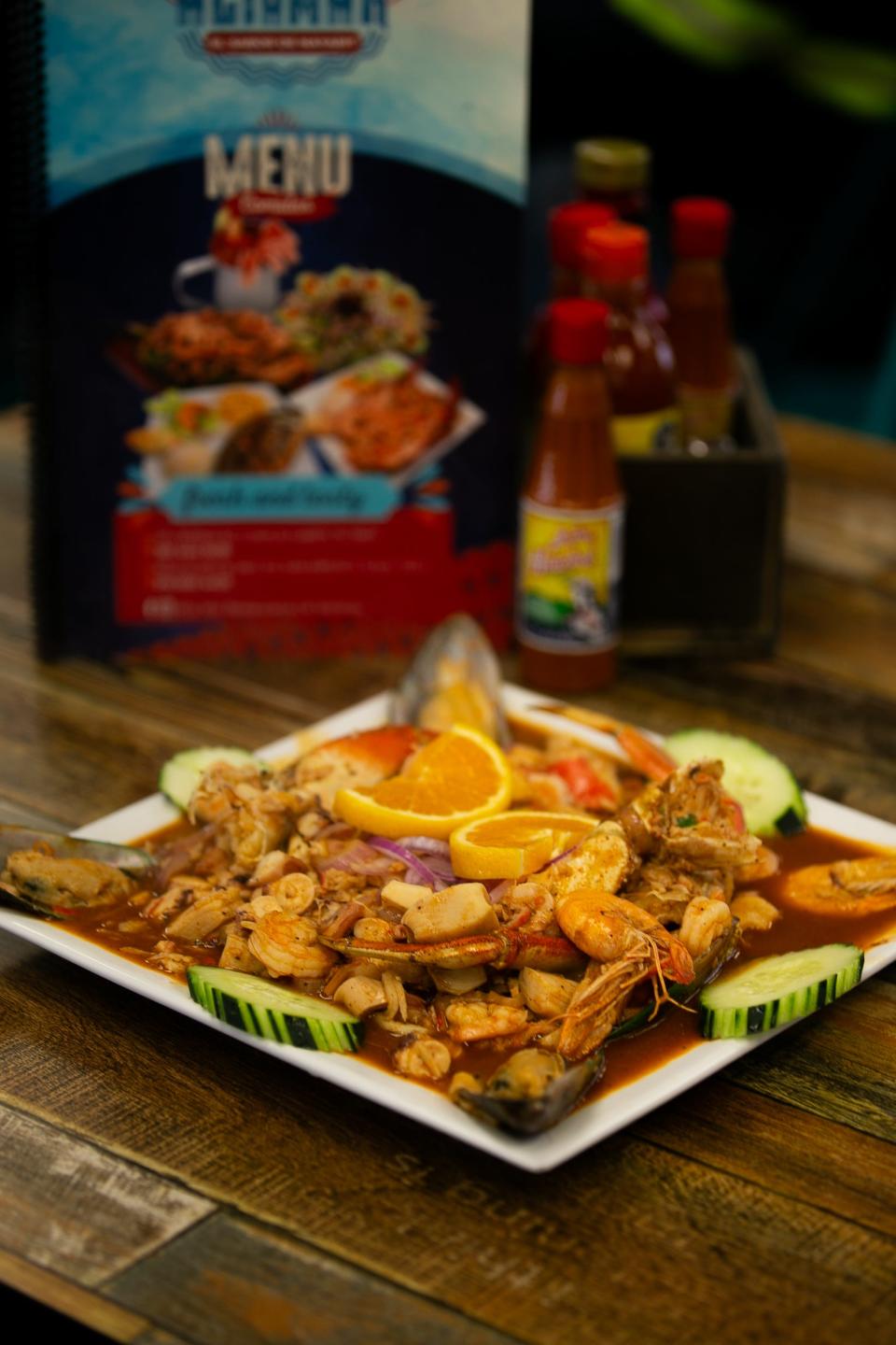 The Parrilla Levanta Muertos is a dish available at Mariscos Altamar, a new Mexican seafood restaurant in Corpus Christi. The dish comes with whole shrimp, peeled shrimp, crab legs, mussels, surimi, abalone, octopus and onion.