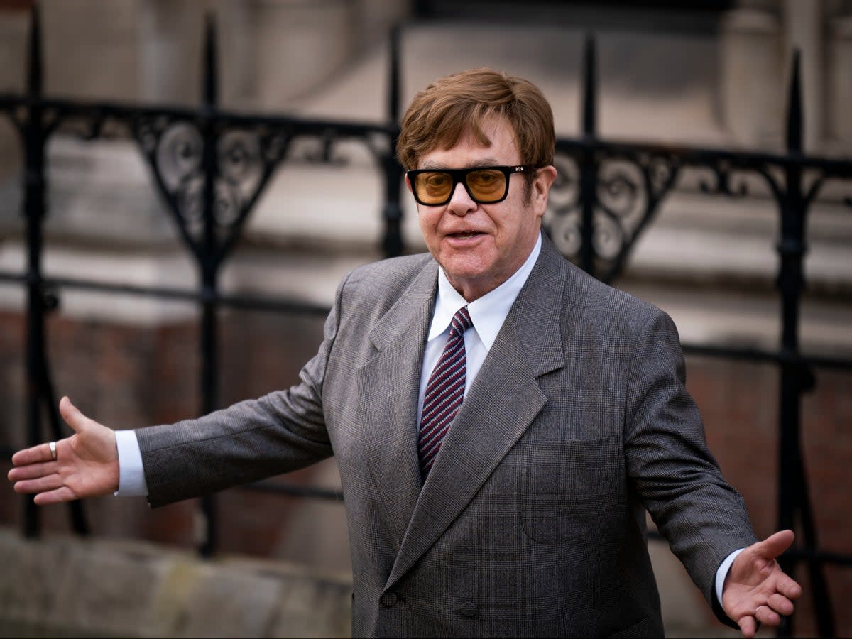 Sir Elton John attended the preliminary hearing at the Royal Courts Of Justice on Monday (Aaron Chown/PA Wire)