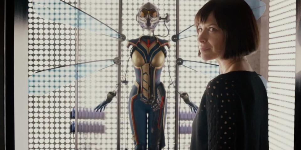 Evangeline Lilly gets ready to suit up as the Wasp (Disney).