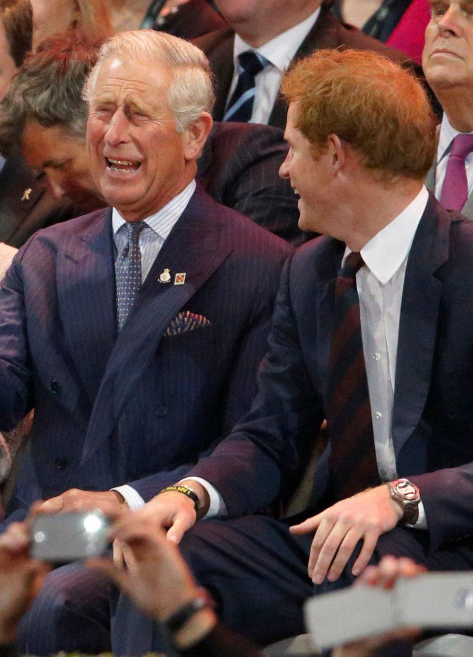 Prince Harry and King Charles enjoying a laugh